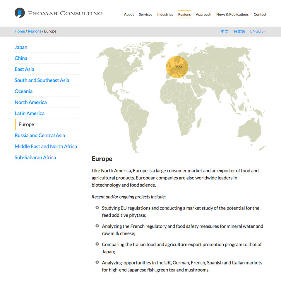 Promar Consulting - Website - Interactive Countries Page