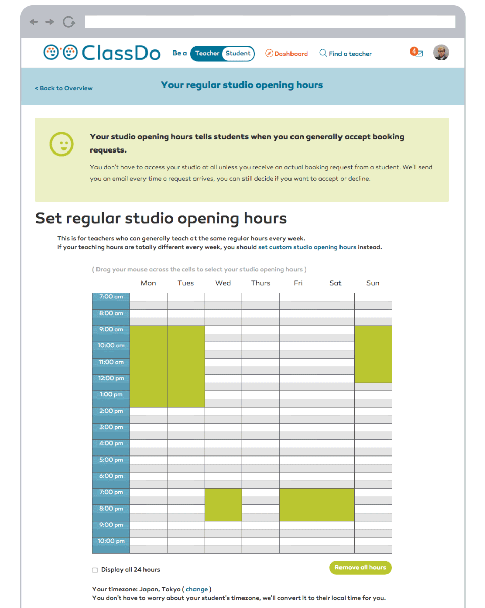 ClassDo - A Knowledge Market and Learning Platform - Teacher Schedule Planner for Lessons and Availability