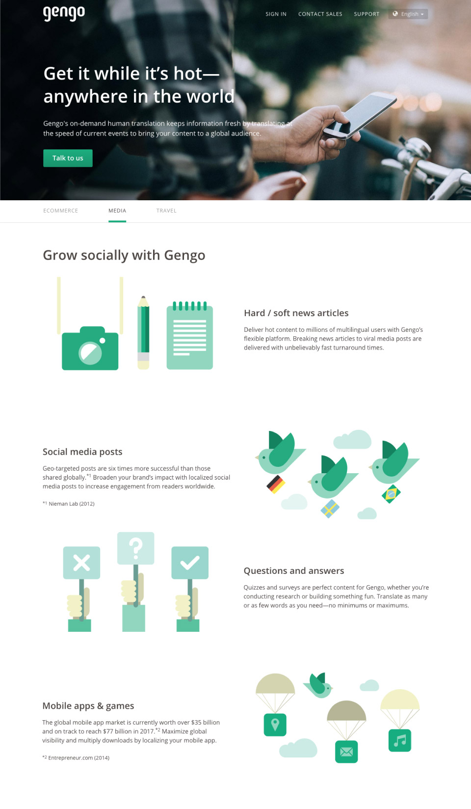 gengo japan human translation service - website icon spot illustrations