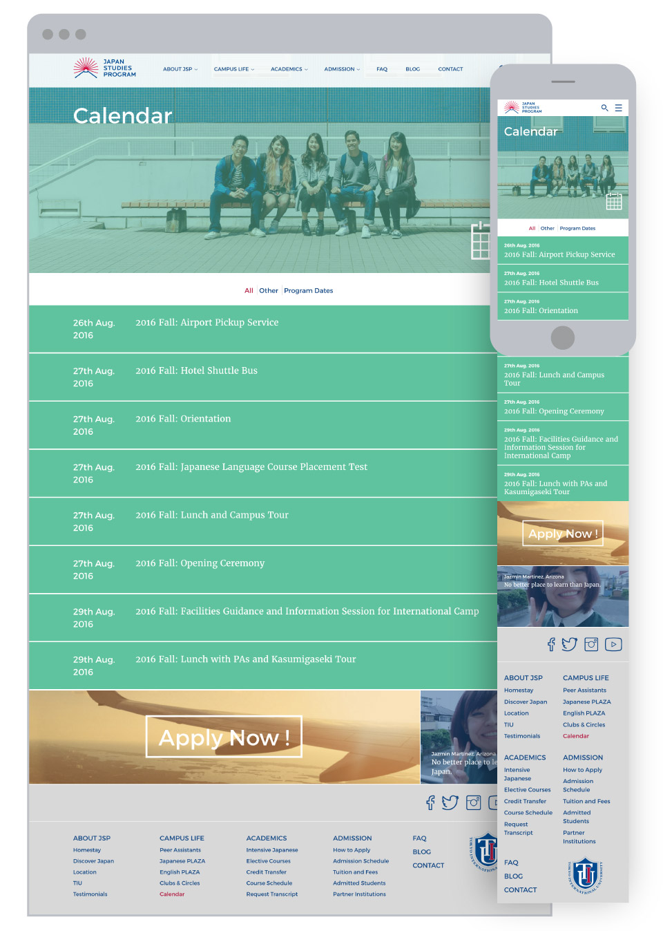 Japan Studies Program for Tokyo International University - Events Calendar Page