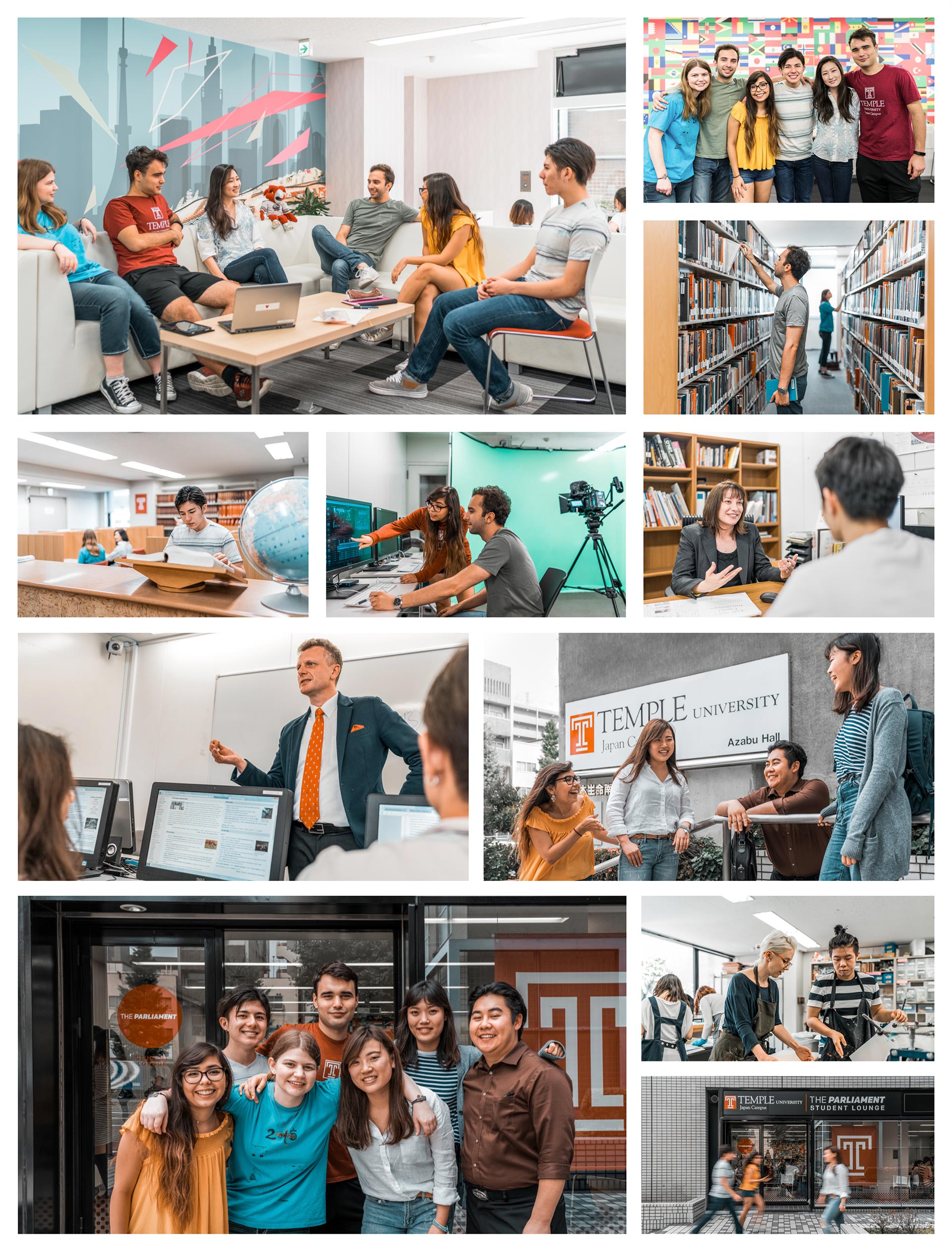 Temple University Japan in Tokyo - English Japanese Undergraduate Brochures - Print Layout Design Illustration