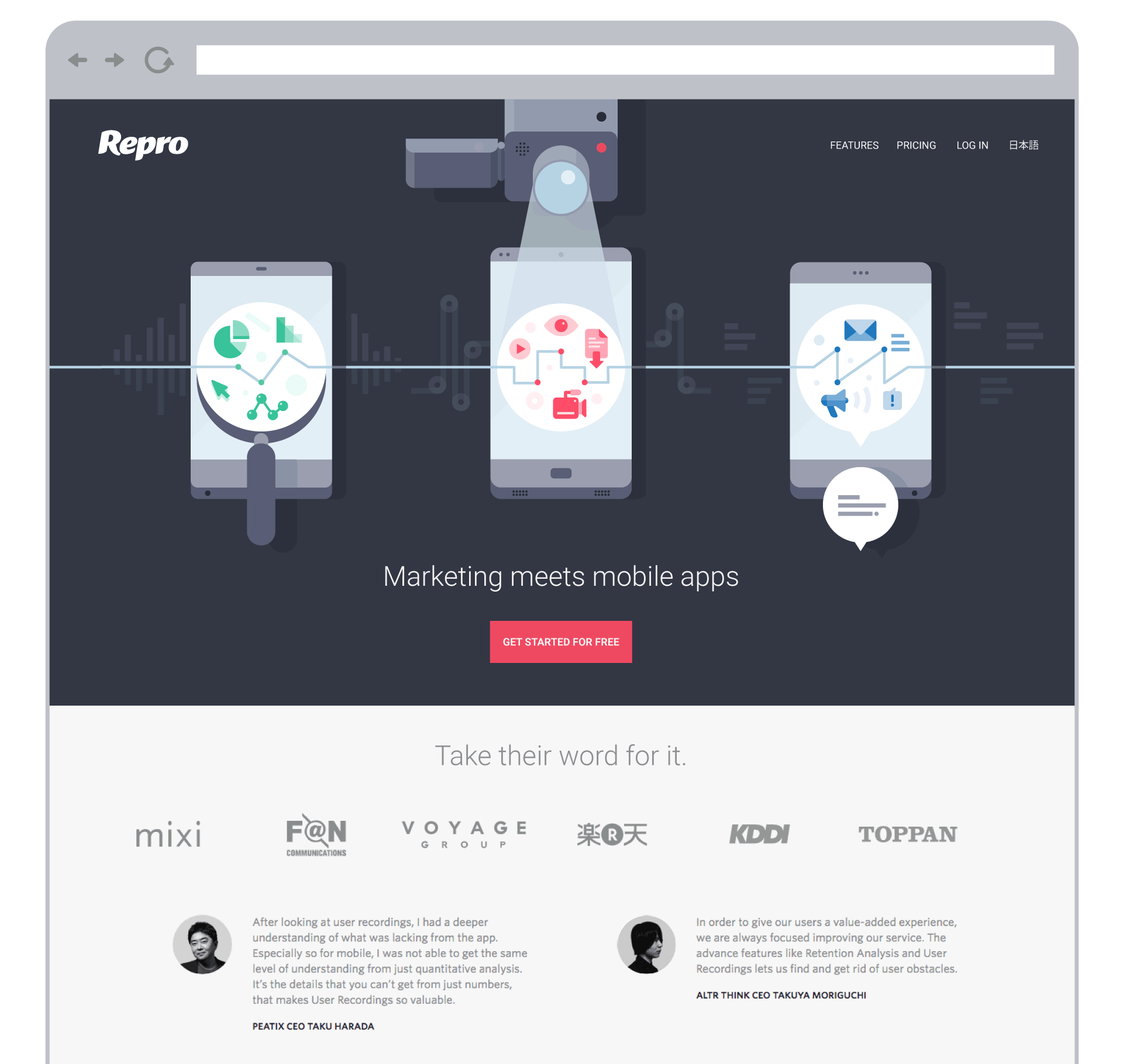Repro.io - Marketing meets mobile apps - illustration