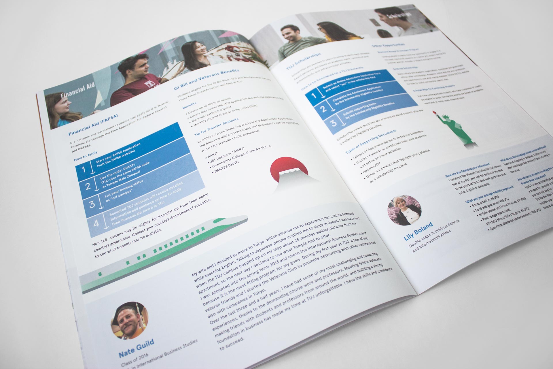 Temple University Japan in Tokyo - English Japanese Undergraduate Brochures - Print Layout Design Illustration