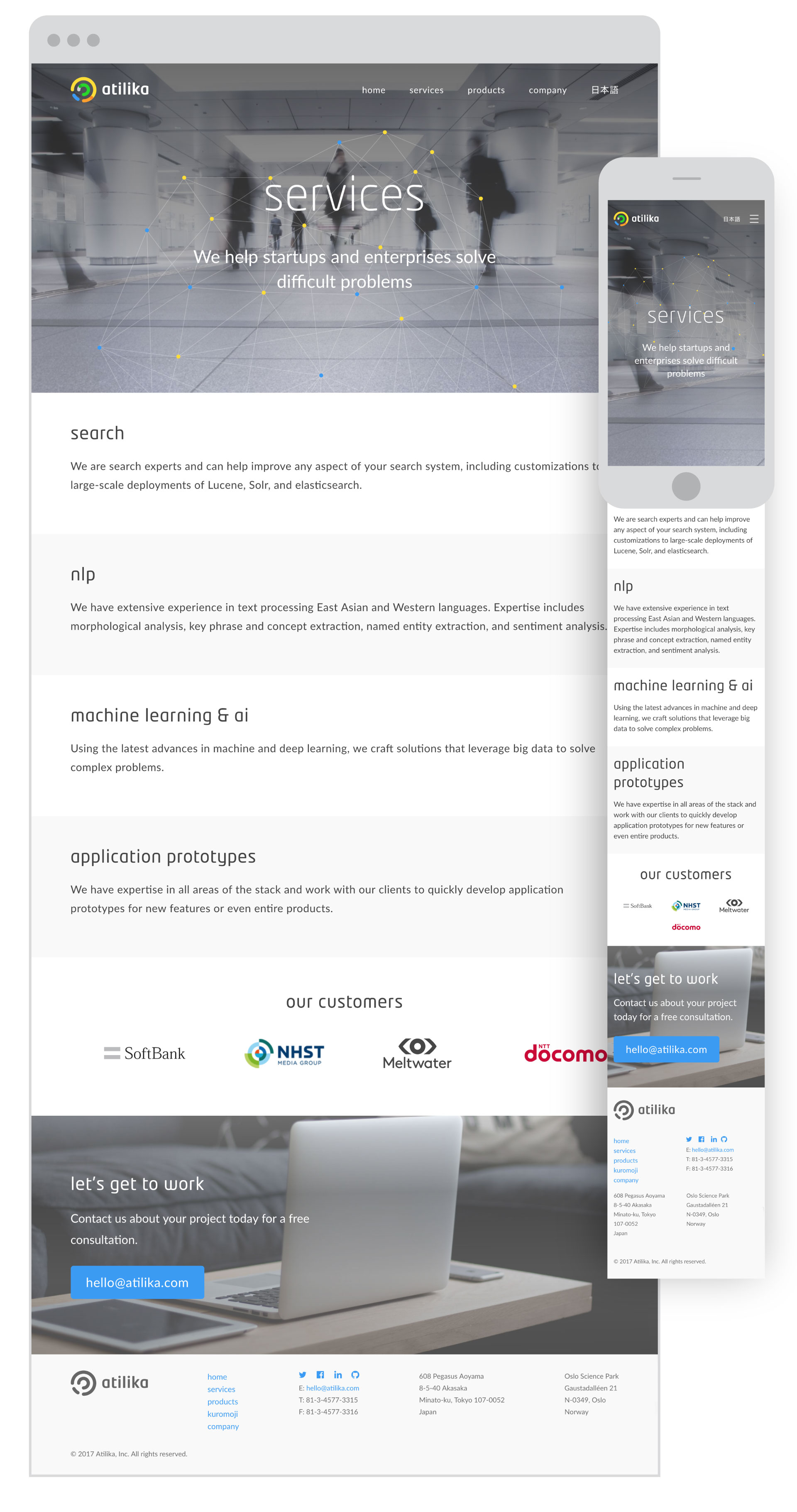 Atilika Tokyo Japan - ai artificial intelligence & language processing - Logo, Corporate Identity Design and Website UI Design