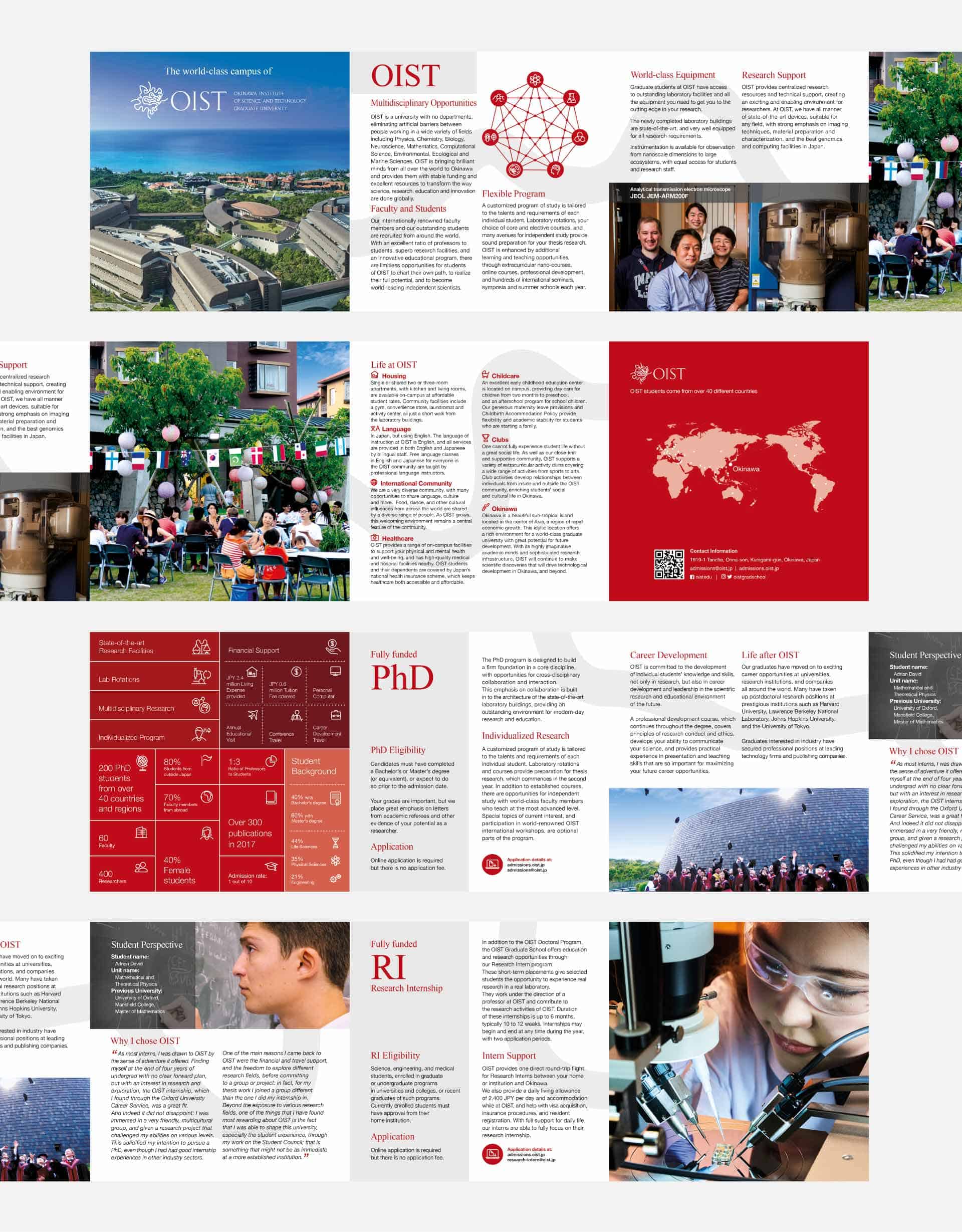 Leporello pamphlet for Okinawa Institute of Science and Technology (OIST) - PhD and Research Internships
