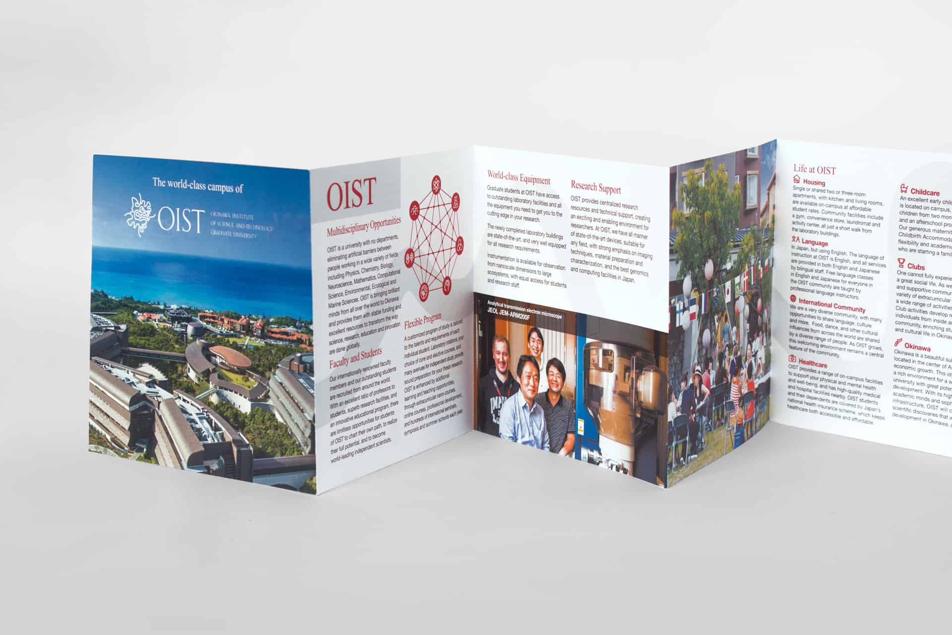 Leporello pamphlet for Okinawa Institute of Science and Technology (OIST) - PhD and Research Internships
