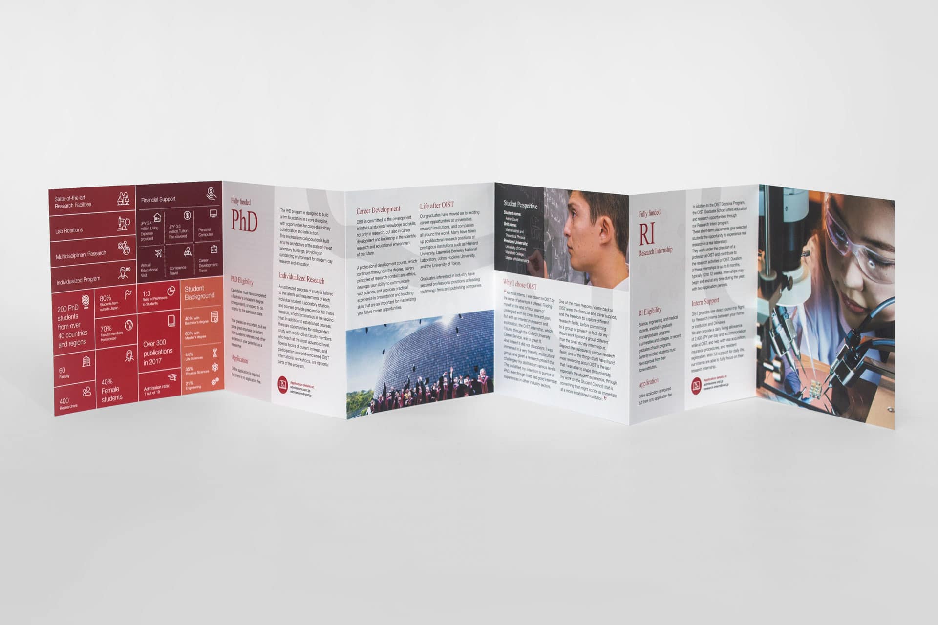 Leporello pamphlet for Okinawa Institute of Science and Technology (OIST) - PhD and Research Internships