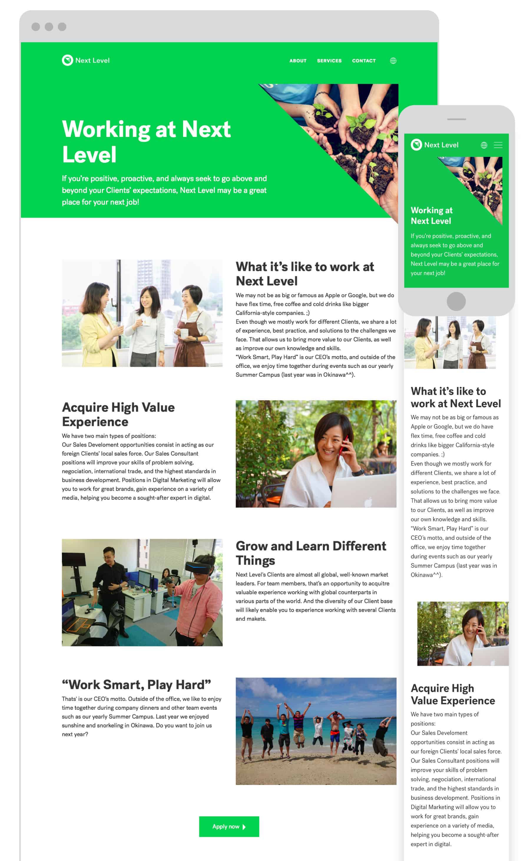 Next Level Japan Marketing - Multilingual Web Design Development - Recruitment