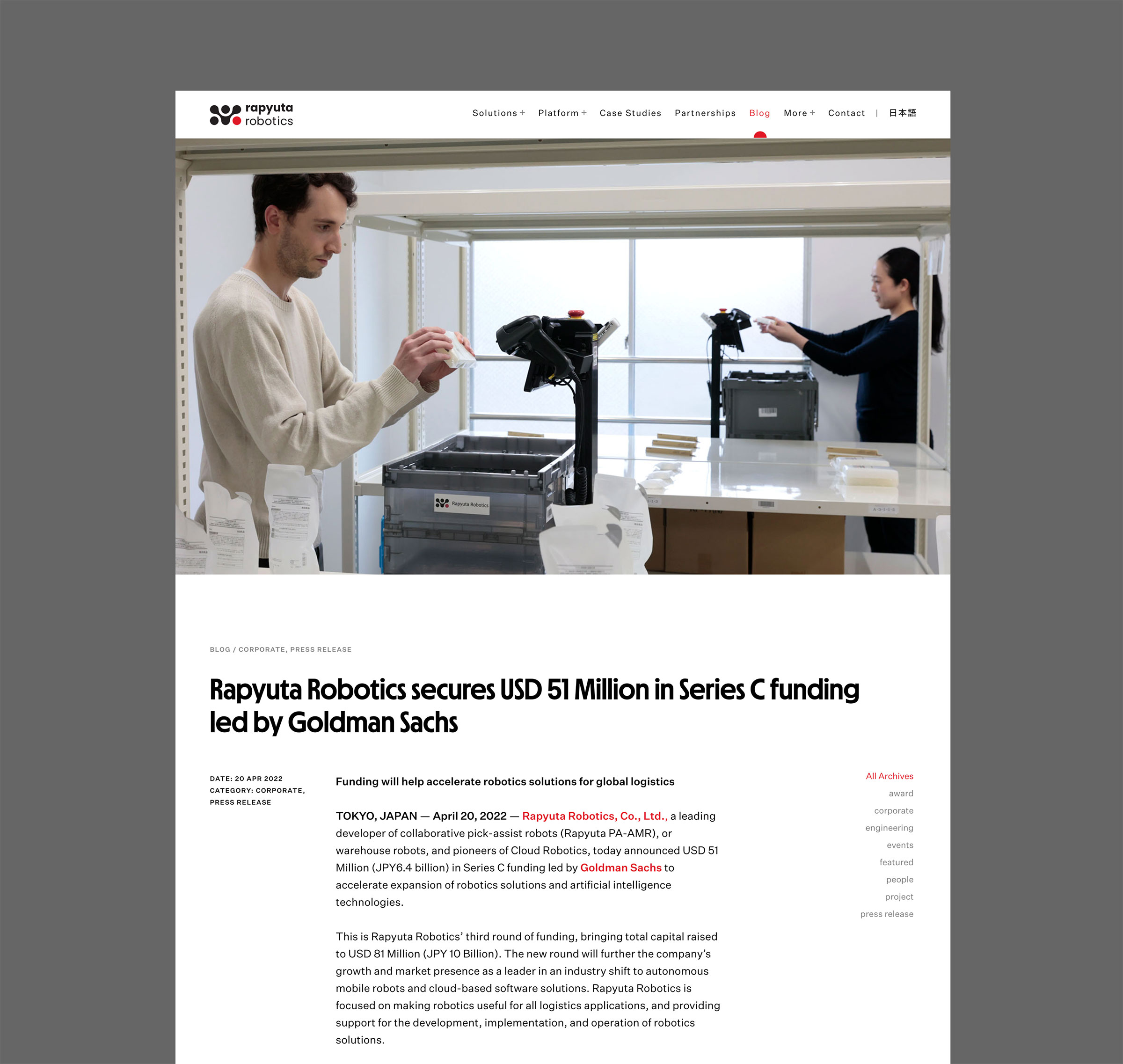 Rapyuta Robotics - UI/UX Design, Web Design & Development - Bento Graphics - Tokyo based design studio