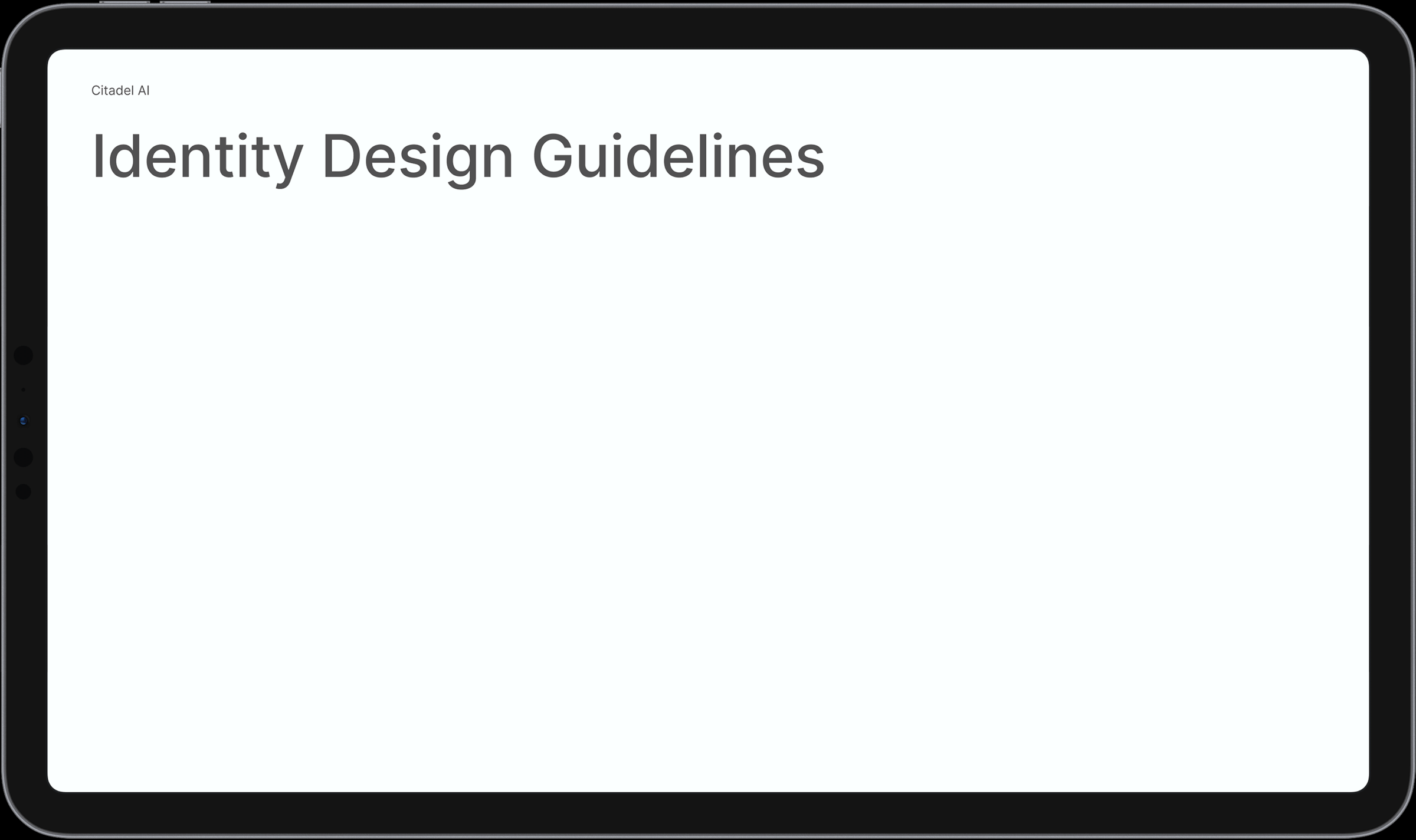 Citadel AI - Brand style guide with logo versions, logo construction and safe space, Roman and Japanese font selection & typography, color palette and color distribution.