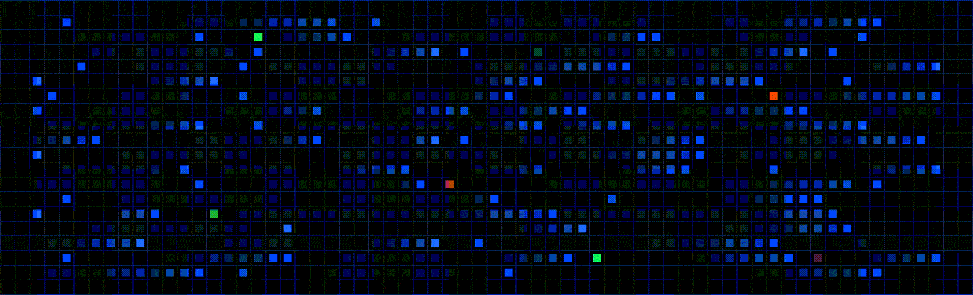 Citadel AI - Trustworthy AI - Animated hero banner made up of data streams moving right to left while sanitizing bad data blocks.